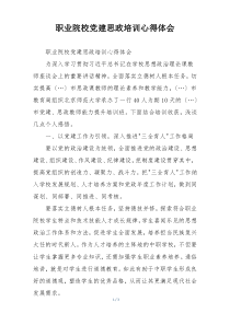 职业院校党建思政培训心得体会