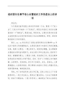 讲话发言组织部长在春节收心会暨组织工作务虚会上的讲话