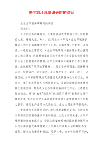 在生态环境局调研时的讲话