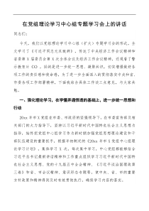 讲话在党组理论学习中心组专题学习会上的讲话