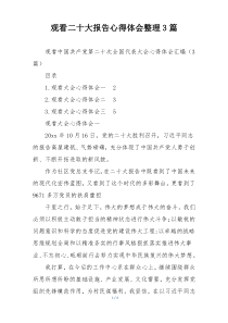 观看二十大报告心得体会整理3篇