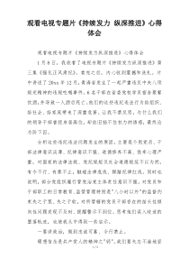 观看电视专题片《持续发力 纵深推进》心得体会