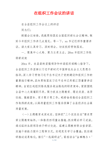 在组织工作会议的讲话