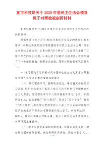 某市科技局关于2025年度民主生活会领导班子对照检视剖析材料