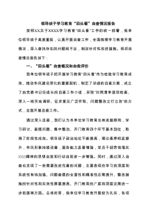 领导班子学习教育“回头看”自查情况报告 四篇精选