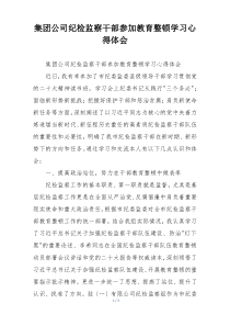 集团公司纪检监察干部参加教育整顿学习心得体会