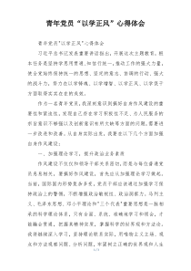 青年党员“以学正风”心得体会
