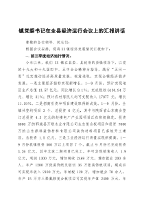 镇党委书记在全县经济运行会议上的汇报讲话