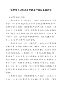 镇党委书记在基层党建工作会议上的讲话