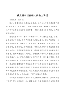 镇党委书记在镇人代会上讲话