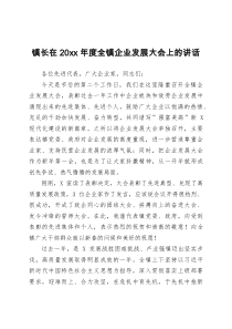 镇长在20XX年度全镇企业发展大会上的讲话