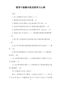 领导干部集中轮训班学习心得