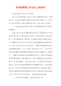 在风险管理工作会议上的讲话