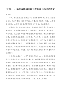领导讲话20XX年共青团和妇联工作会议上的讲话范文