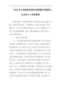 2025年乡党委宣传委员巡察整改专题民主生活会个人发言提纲