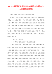电力公司国家电网2025年度民主生活会个人对照检查材料