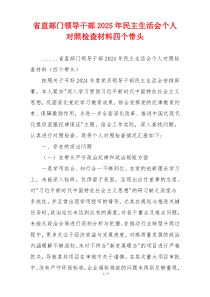 省直部门领导干部2025年民主生活会个人对照检查材料四个带头