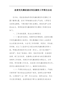 县委党风廉政建设和反腐败工作情况总结