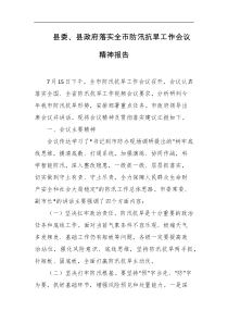 县委县政府落实全市防汛抗旱工作会议精神报告