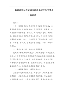 县组织部长在农村党组织书记工作交流会上的讲话