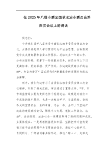 在2025年八届市委全面依法治市委员会第四次会议上的讲话