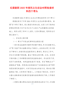 纪委副职2025年度民主生活会对照检查材料四个带头