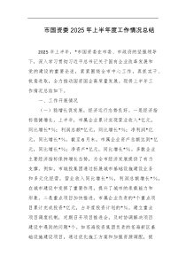 市国资委2025年上半年度工作情况总结