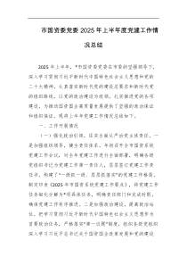 市国资委党委2025年上半年度党建工作情况总结