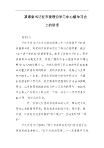 某市委书记在市委理论学习中心组学习会上的讲话