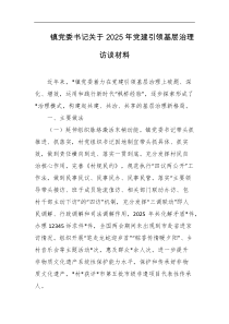 镇党委书记关于2025年党建引领基层治理访谈材料