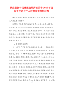 镇党委副书记兼派出所所长关于2025年度民主生活会个人对照查摆剖析材料