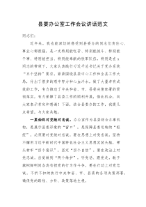 领导讲话县委办公室工作会议讲话范文