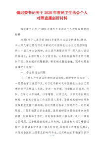 镇纪委书记关于2025年度民主生活会个人对照查摆剖析材料
