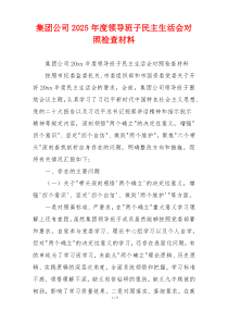 集团公司2025年度领导班子民主生活会对照检查材料