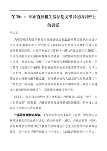 领导讲话在20XX年市直属机关基层党支部书记培训班上的讲话