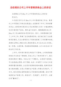 总经理在公司上半年营销系统会上的讲话