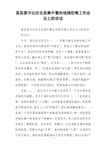 某县委书记在全县集中整治违规吃喝工作会议上的讲话