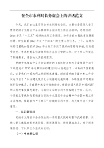 领导讲话在全市水利局长务虚会上的讲话范文工作会议