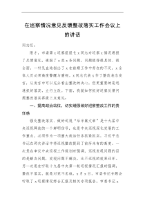 领导讲话在巡察情况意见反馈整改落实工作会议上的讲话