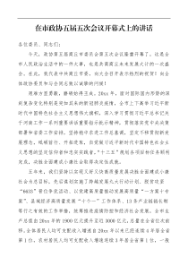领导讲话在市政协会议开幕式上的讲话