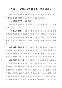 领导讲话在第一书记驻村工作推进会上的讲话范文