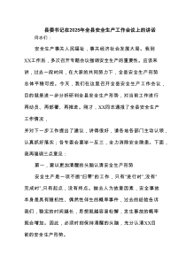 县委书记在2025年全县安全生产工作会议上的讲话（精选7篇）
