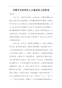 领导讲话市委书记在党外人士座谈会上的讲话