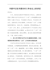 领导讲话市委书记在市委农村工作会议上的讲话范文