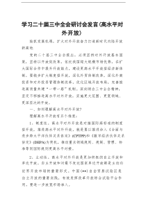 学习二十届三中全会研讨会发言（高水平对外开放）