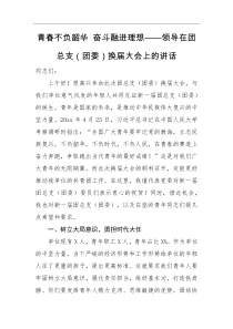 领导讲话青春不负韶华奋斗融进理想领导在团总支团委换届大会上的讲话