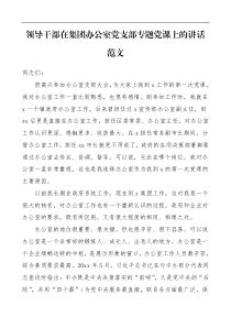 领导讲话领导干部在集团办公室党支部专题党课上的讲话范文集团公司企业国企国有企业
