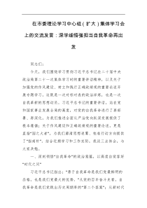 在市委理论学习中心组扩大集体学习会上的交流发言深学细悟强担当自我革命再出发