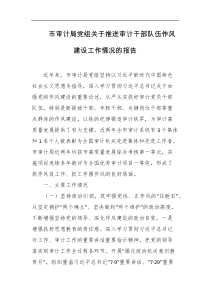 市审计局党组关于推进审计干部队伍作风建设工作情况的报告