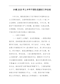 乡镇2025年上半年干部队伍建设工作总结